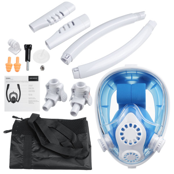 Careta FULL FACE TWOBAS doble snorkel azul y blanco - CGP06-01-01 - Imagen 5