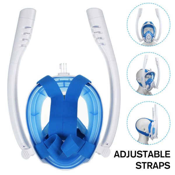 Careta FULL FACE TWOBAS doble snorkel azul y blanco - CGP06-01-01 - Imagen 3