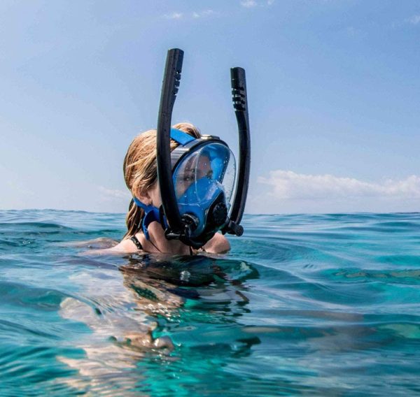 Careta FULL FACE TWOBAS doble snorkel azul y blanco - CGP06-01-01 - Imagen 9