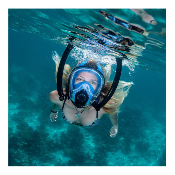 Careta FULL FACE TWOBAS doble snorkel azul y blanco - CGP06-01-01 - Imagen 8