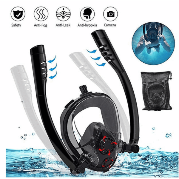 Careta FULL FACE TWOBAS doble snorkel negra - CGP06-01-02 - Imagen 5