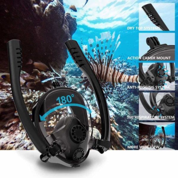 Careta FULL FACE TWOBAS doble snorkel azul y blanco - CGP06-01-01 - Imagen 10