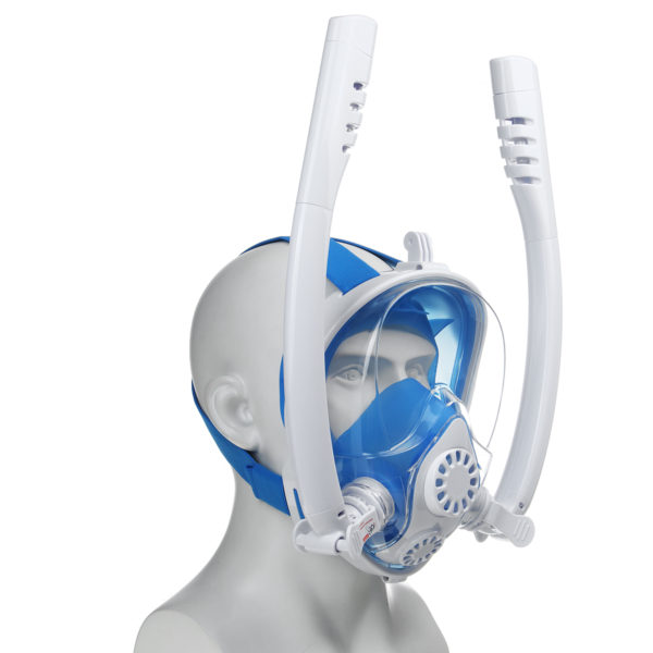 Careta FULL FACE TWOBAS doble snorkel azul y blanco - CGP06-01-01 - Imagen 4