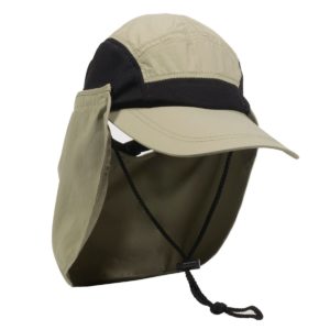 Gorra OUTDOOR CAP Protector De Cuello Khaki/Negra - RR-002