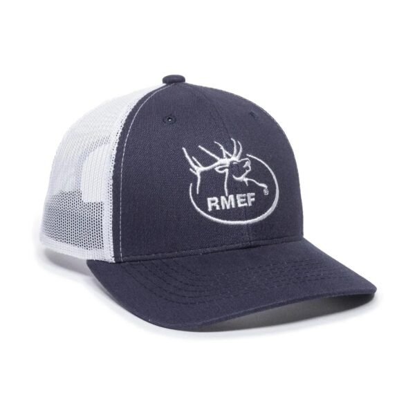 Gorra OUTDOOR CAP RMEF Azul Blanco Con Malla - RMEF15A